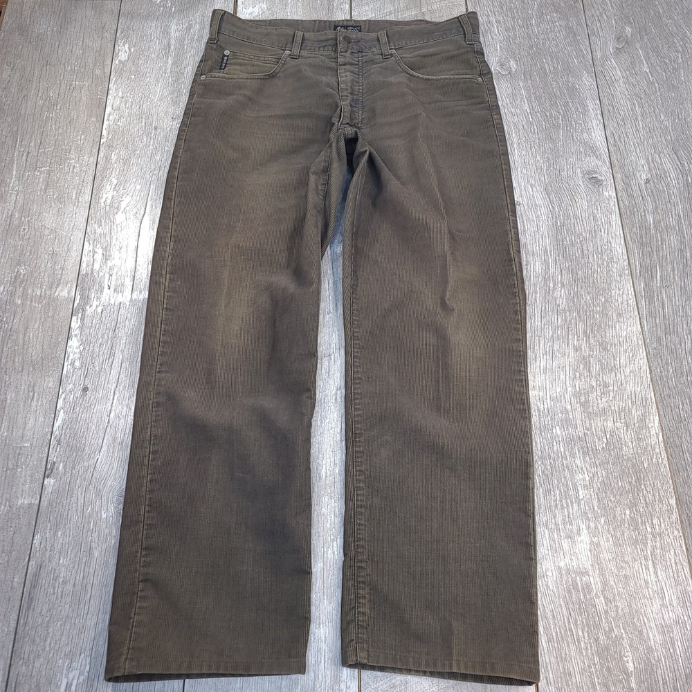 Armani Jeans Corduroy Pants Mens 36x30 Olive Brown Straight Leg Made In Italy